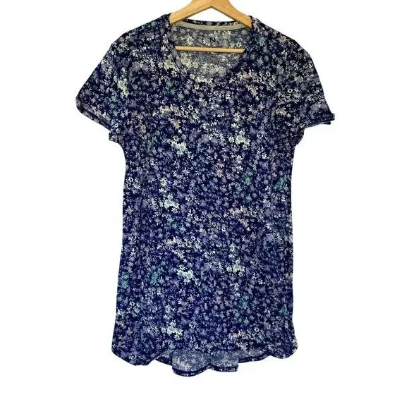Natori women's size medium blue purple floral short sleeved nightgown sleepwear - Picture 1 of 6